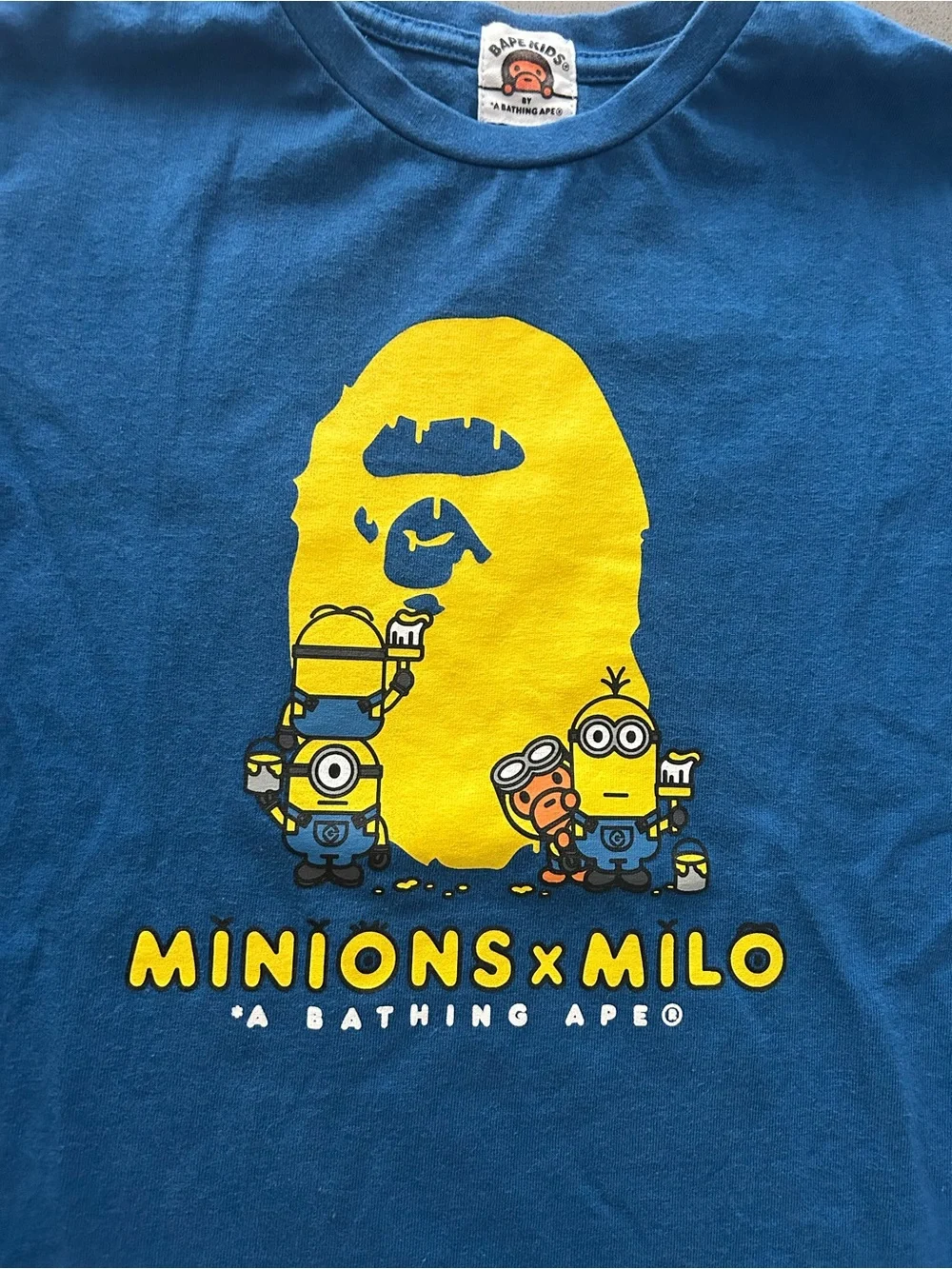 (Sold) Minions x Milo Blue Graphic Tee by A Bathing Ape Size 5-6yrs..